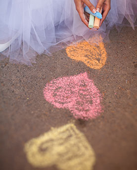 Hearts drawn in chalk