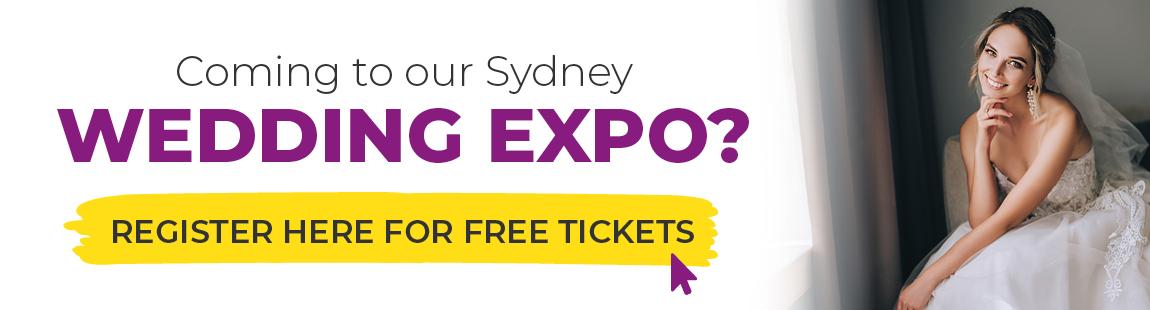 Banner with a button for Free Tickets to the Sydney Wedding Expo