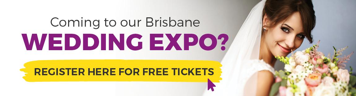 Banner with a button for Free tickets to the Brisbane Wedding Expo.