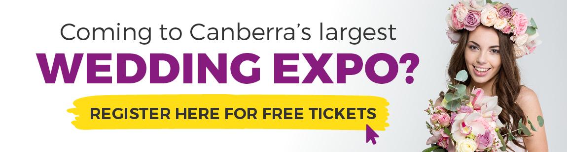 Banner with a button for Free tickets to the Canberra Wedding Expo.