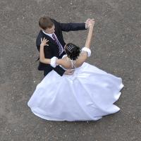 bride and groom dancing