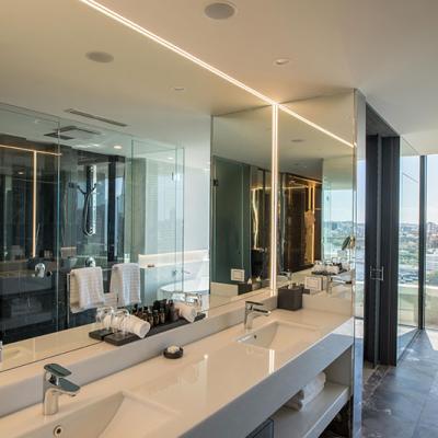 Luxury bathroom of an Emporium Hotel suite.