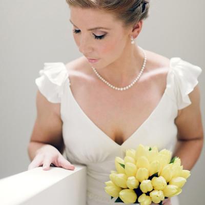 Ashleigh at altar white wedding dress