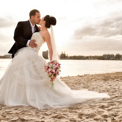 Amy and Michael getting wed on the beach