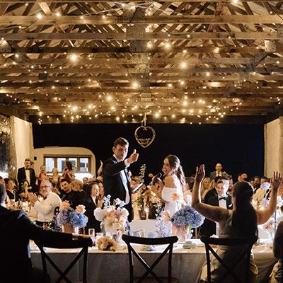 Bride and Groom enjoying their wedding reception at Fig Tree Park.