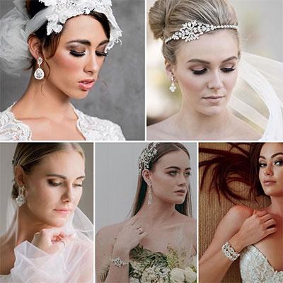 Montage of brides wearing assorted beautiful jewellery