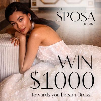 Bride wearing a beautiful wedding gown from The Sposa Group.