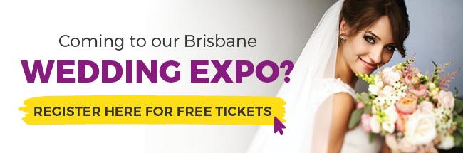 Banner with a button for Free tickets to the Brisbane Wedding Expo.