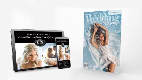Wedding magazine and ipad flatlay