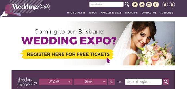 Weddingguide.com.au homepage screenshot